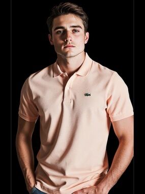 Lacoste Polo Shirt Size 8 Tennis Sport Apricot Cotton Short Sleeve Men’s !!